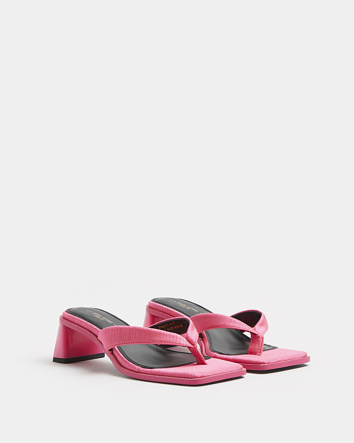 Pink wide fit heeled mules