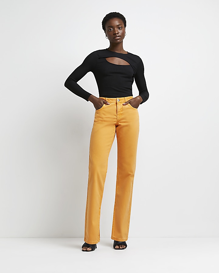 Yellow high hot sale rise jeans