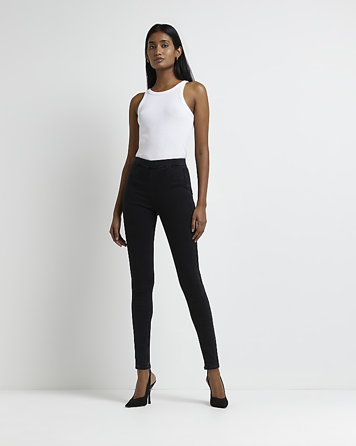 Black jeggings river island sale