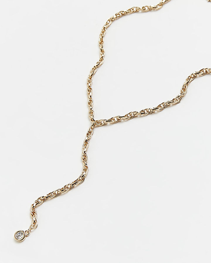 Gold diamante chain link necklace