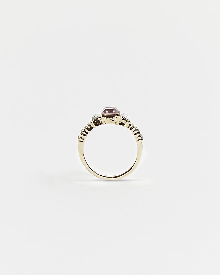 Gold diamante and stone ring