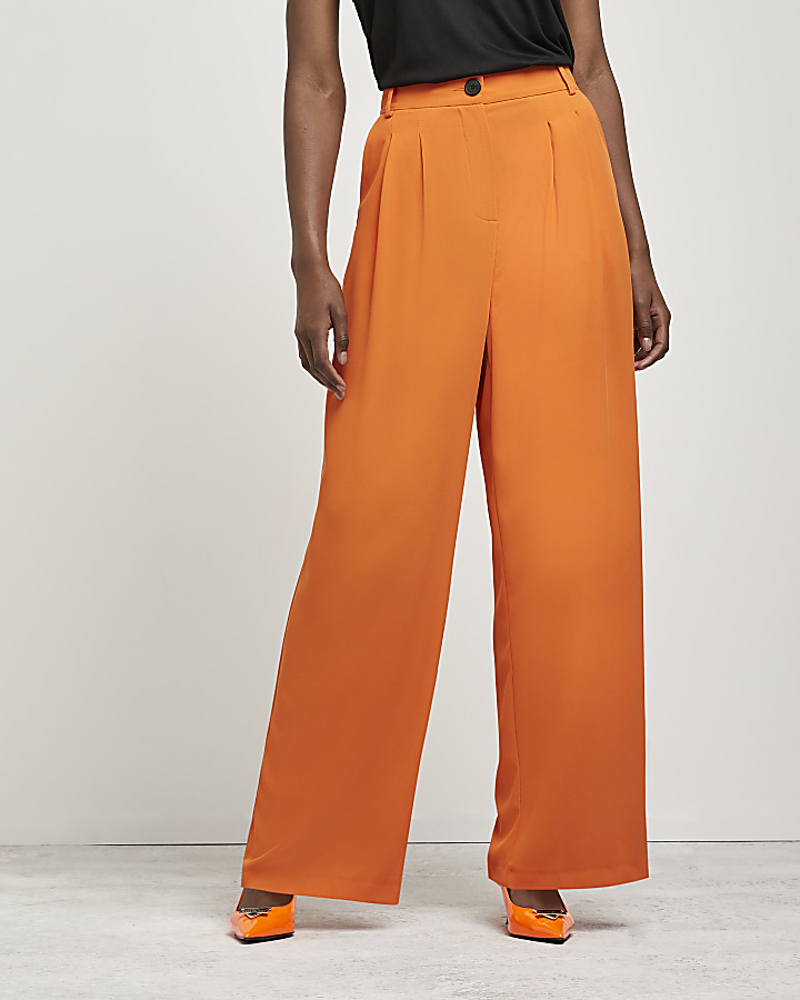 Orange wide outlet leg trousers