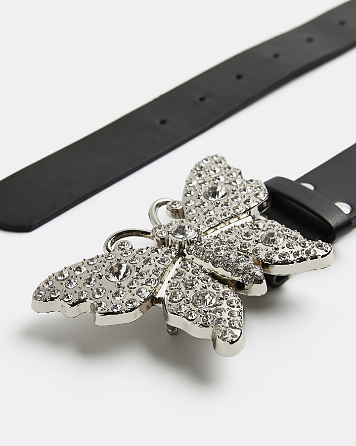 Black diamante embellished butterfly belt