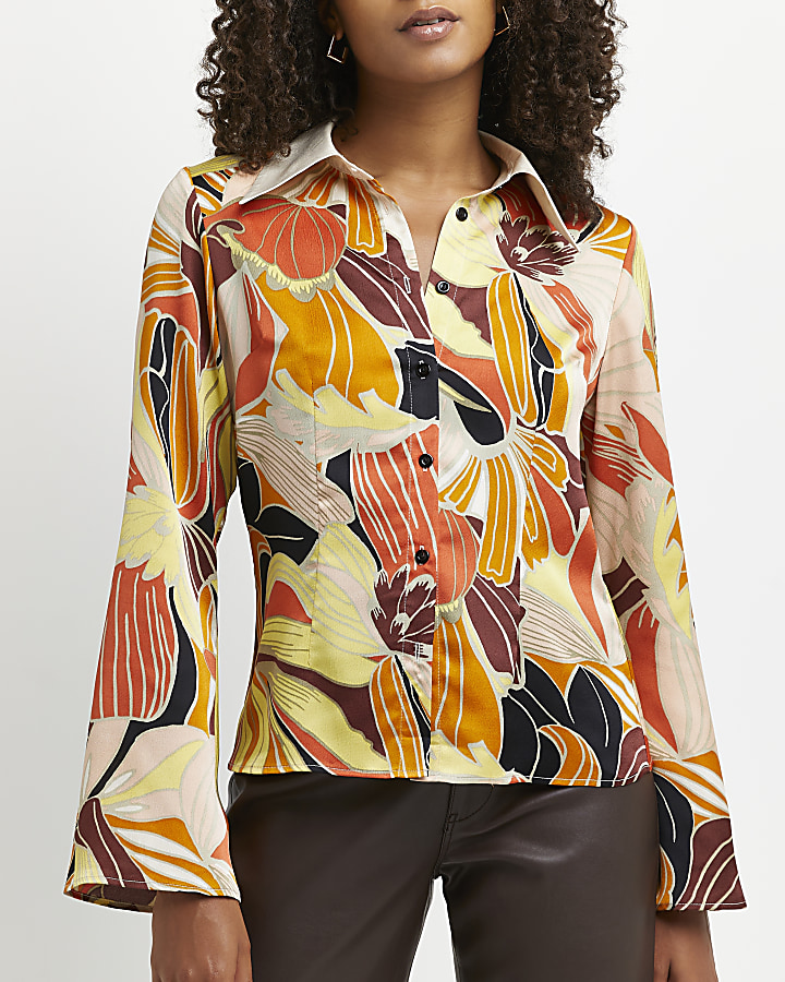 Brown floral shirt