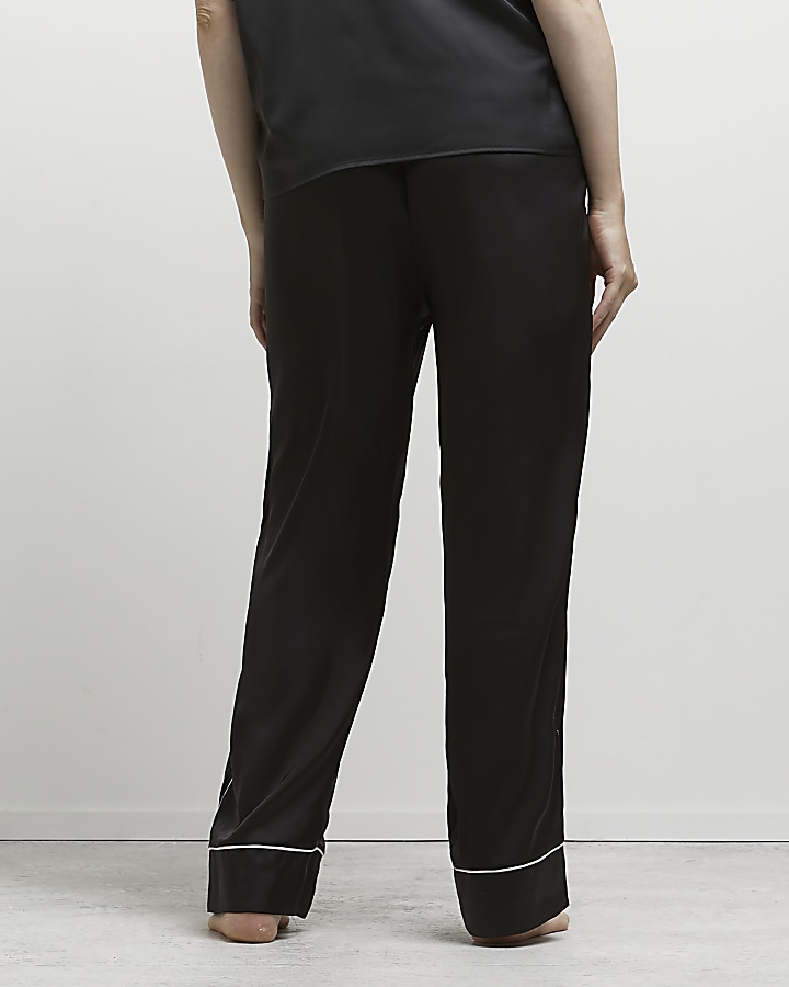 Black satin maternity pyjama bottoms River Island