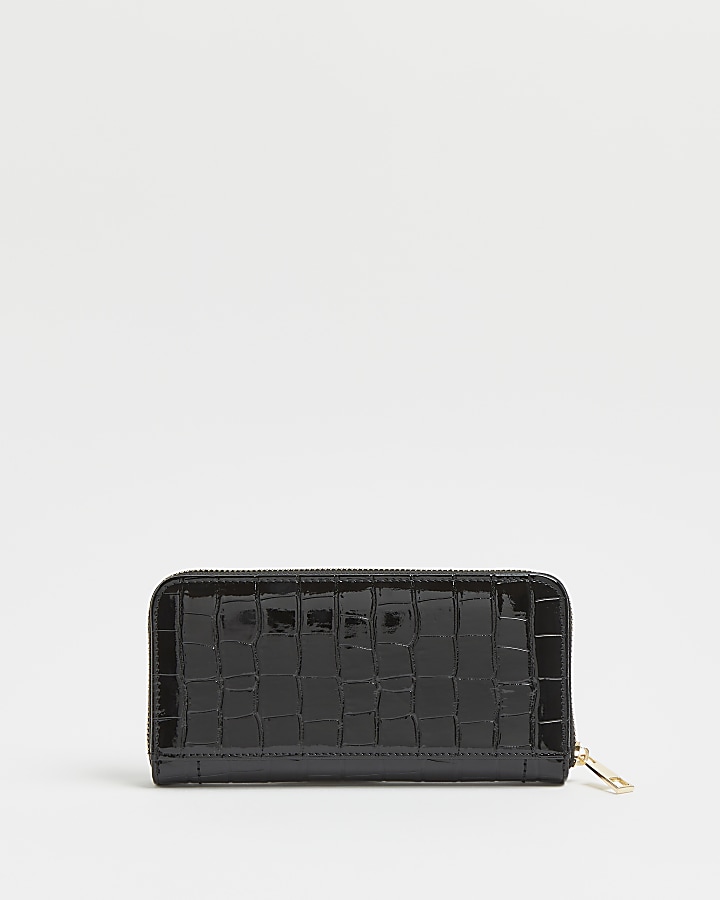 Black crocodile embossed purse