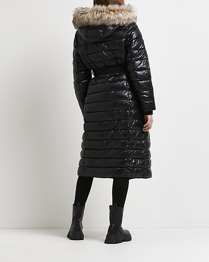 Black 3 in 1 maternity hooded puffer coat