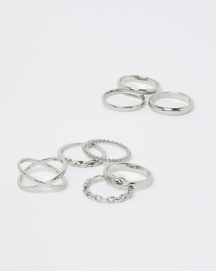 Silver stacking rings multipack