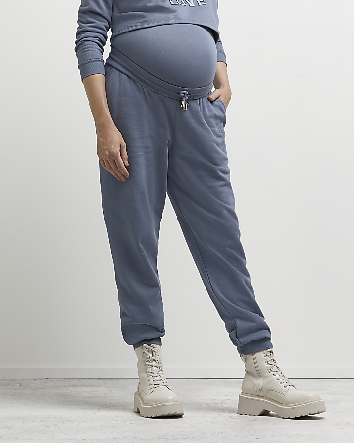 New Look Maternity overbump cuffed sweatpants in black