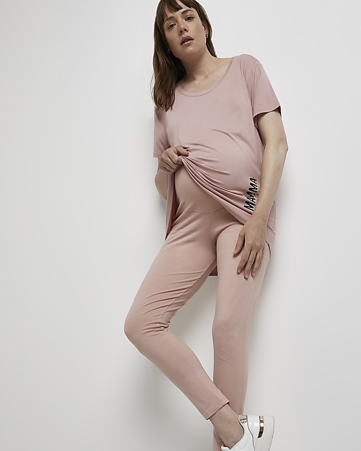 Pink maternity leggings