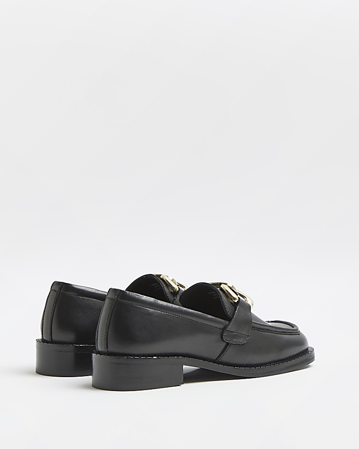 Black chain detail loafers