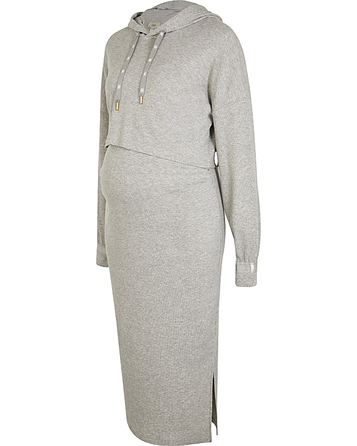 Grey maternity dress and jumper set