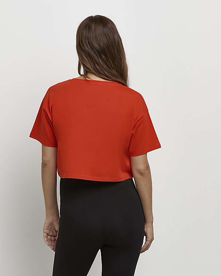 Red cropped maternity t-shirt
