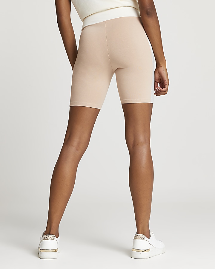 Beige RI Couture cycling shorts