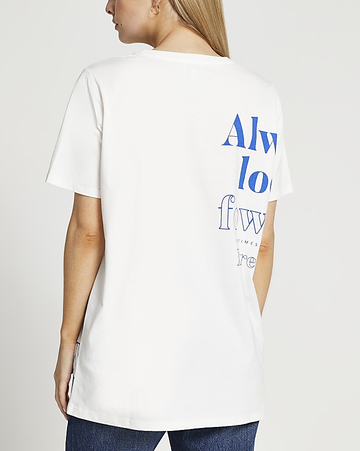 Petite white graphic oversized t-shirt