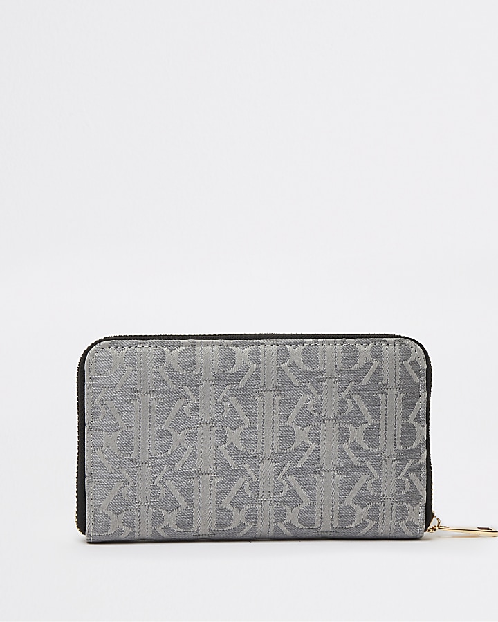 Grey RI monogram print purse