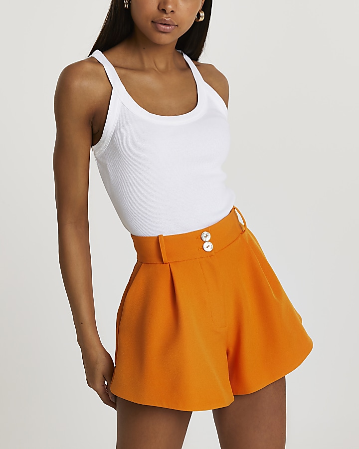 Orange structured shorts