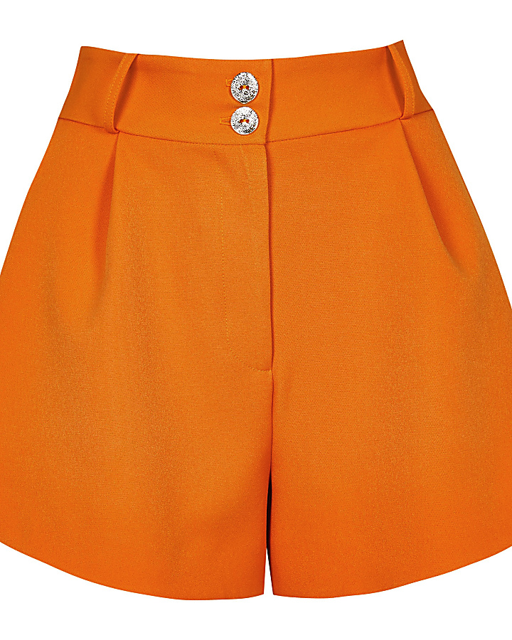 Orange structured shorts