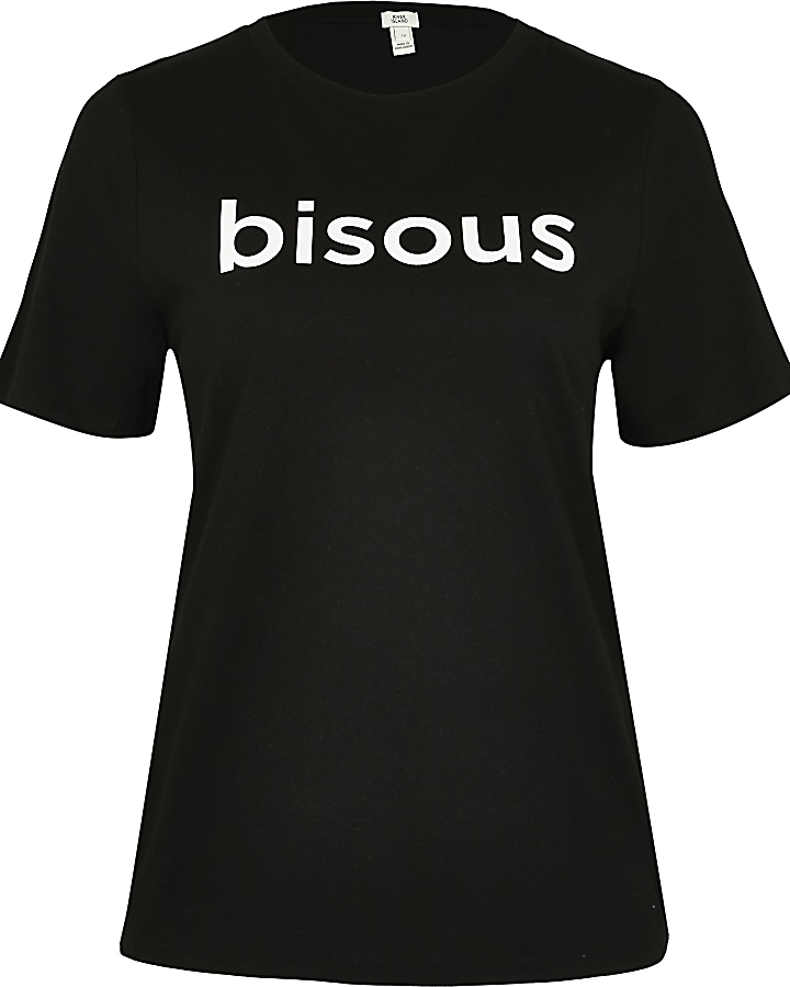 Black 'Bisous' short sleeve t-shirt