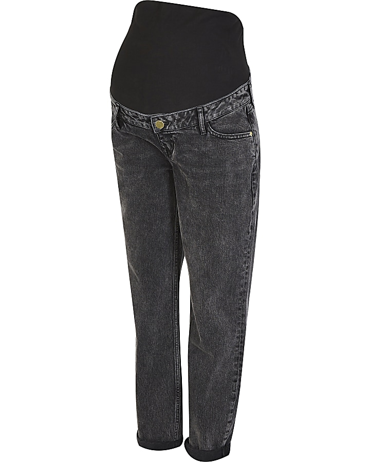 Black mid rise maternity mom jeans River Island