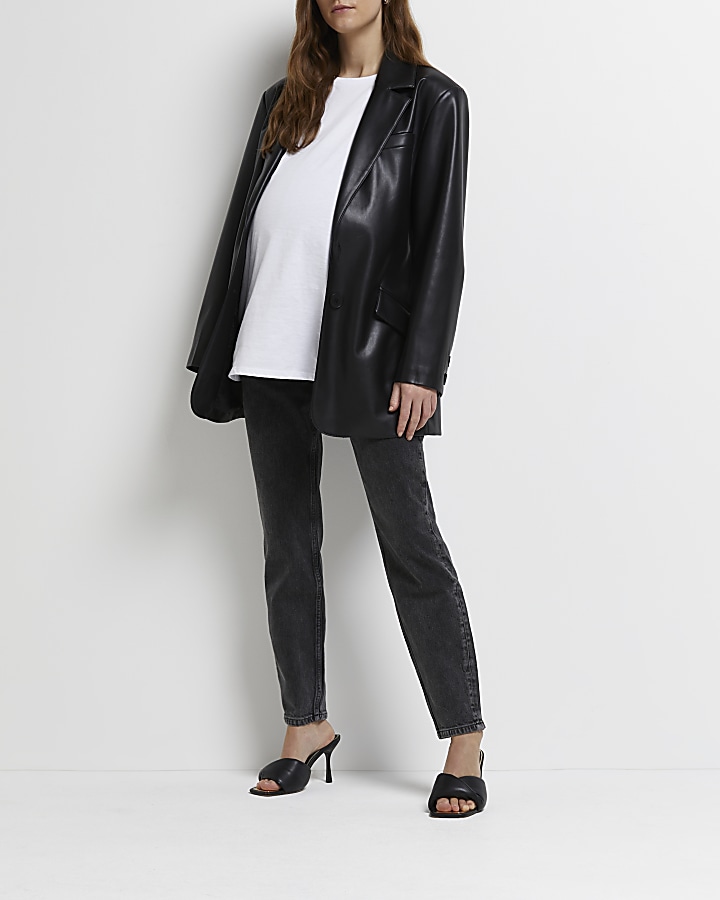 Black mid rise maternity mom jeans