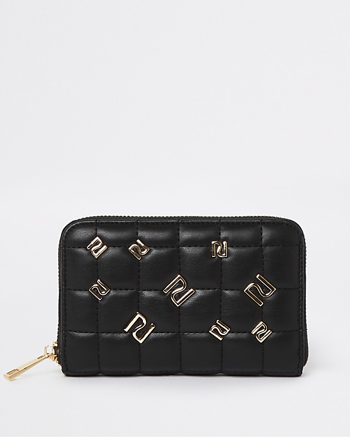 Black RI branded studded purse