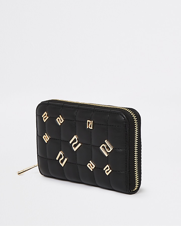 Black RI branded studded purse