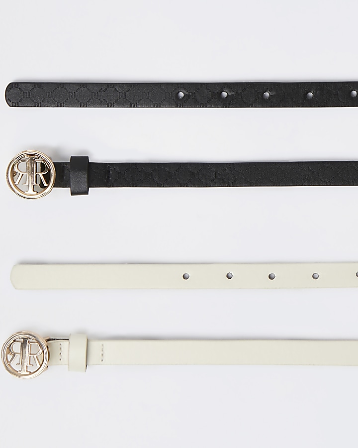 Black and white RI buckle belts multipack