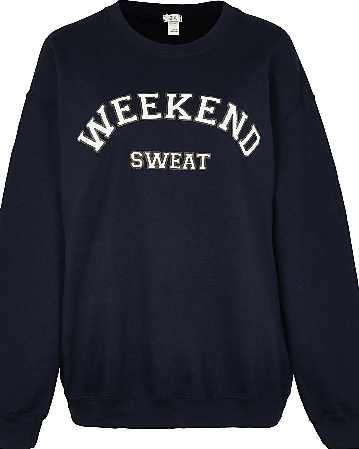 Navy 'Weekend Sweat' long sleeve sweatshirt