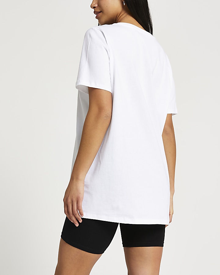 Petite white creative t-shirt