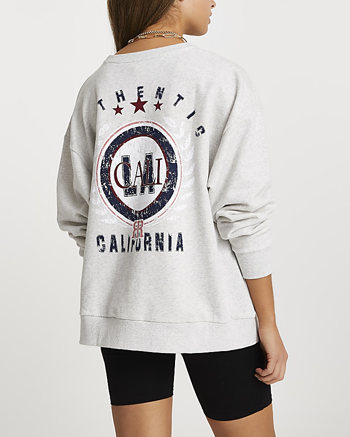 Grey 'California' back print sweatshirt
