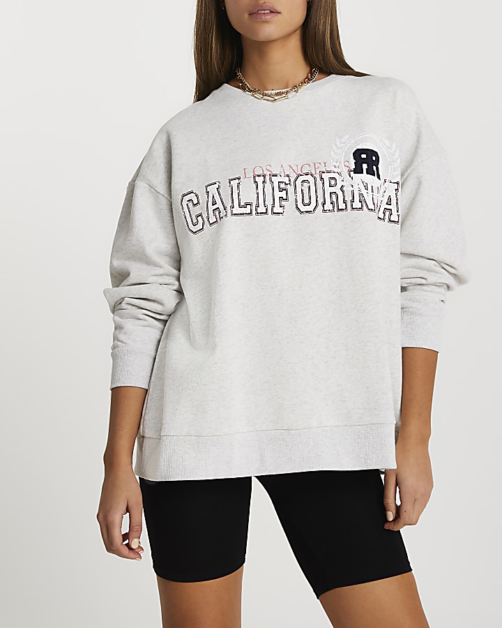 Grey 'California' back print sweatshirt