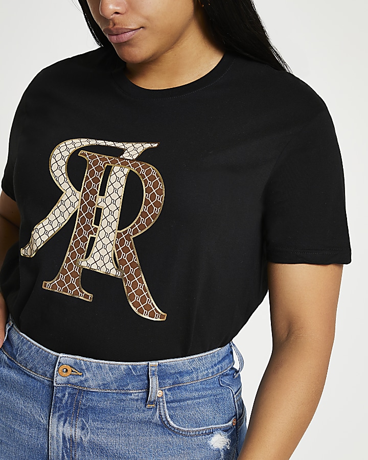 Plus Black 'RR' monogram t-shirt