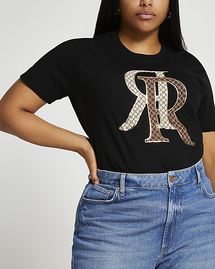 Plus Black 'RR' monogram t-shirt