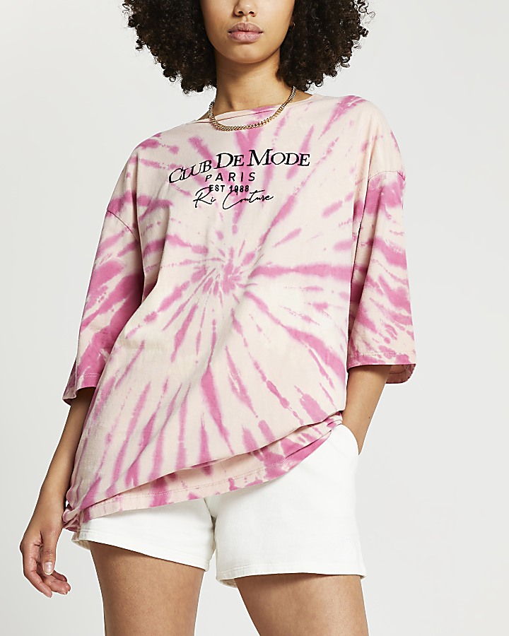Pink Club De Mode tie dye t-shirt