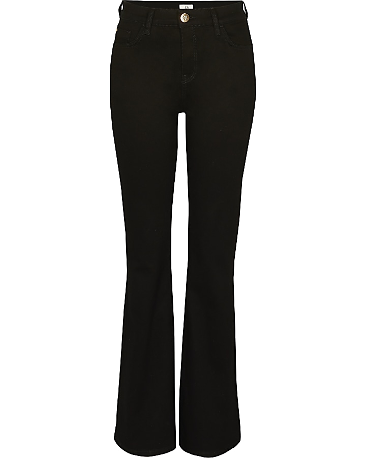Black mid rise flared jeans | River Island