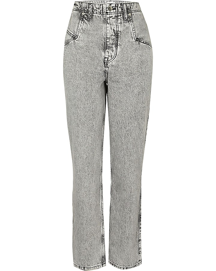 Grey mom high waisted grey jeans