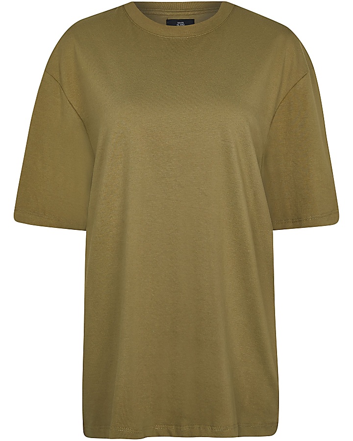 Khaki oversized short sleeve t-shirt