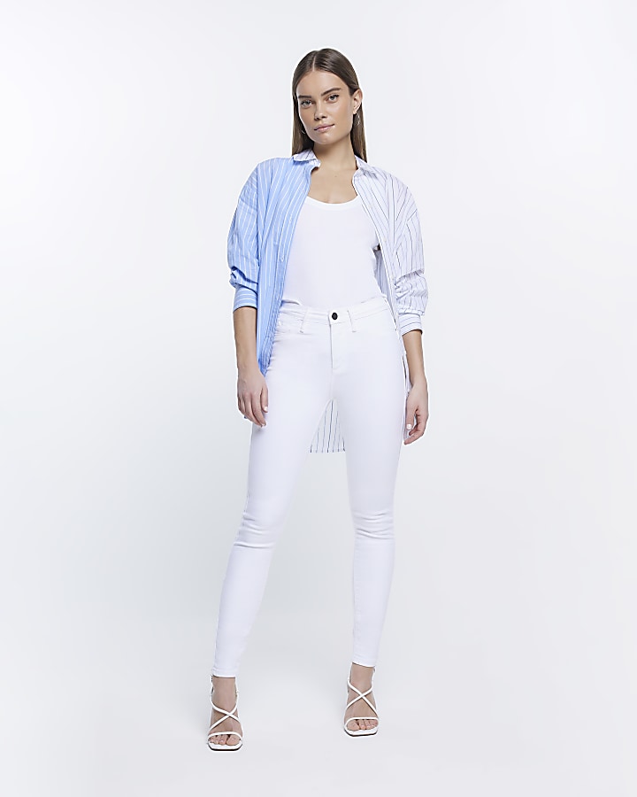 White Molly mid rise bum sculpt skinny jeans