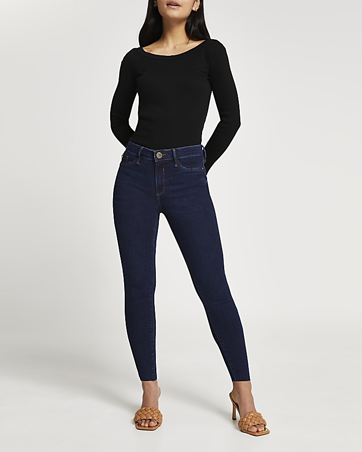Petite Black mid rise skinny jeans multipack