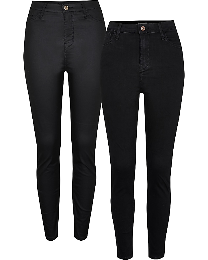 Black high waisted skinny jeans multipack