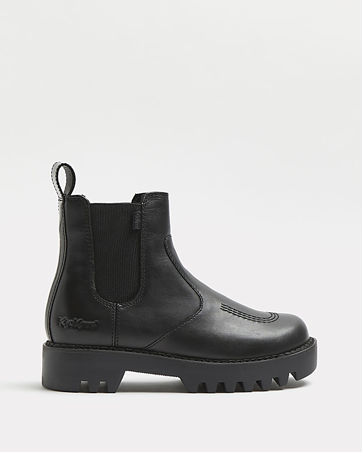 Kickers black leather chelsea boots