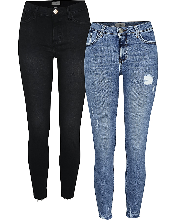Black and blue skinny jeans multipack