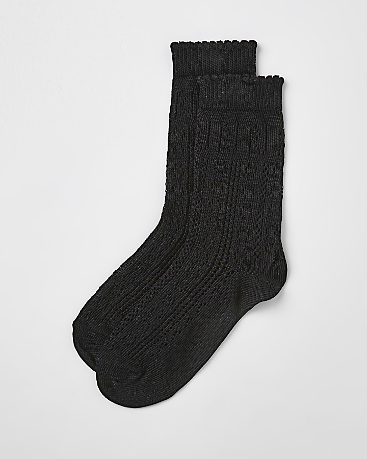 Black textured ankle socks