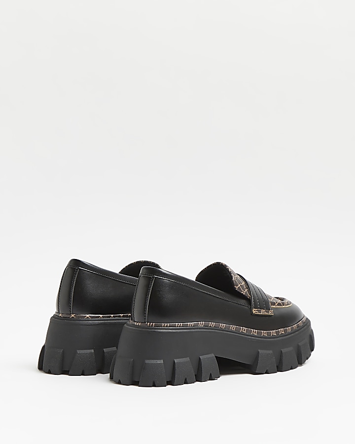 Black RI monogram chunky loafers