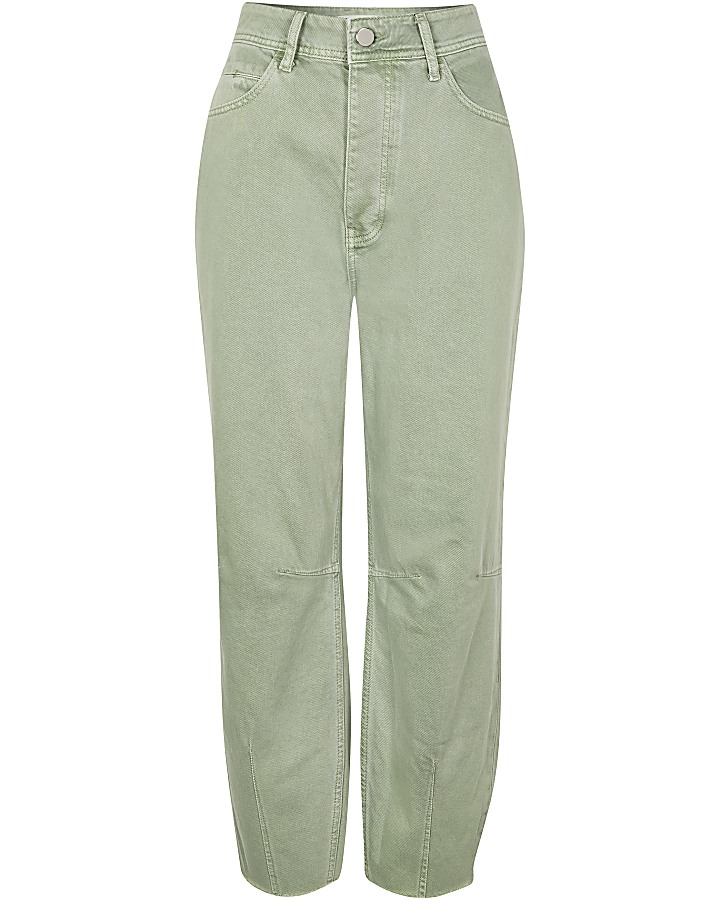 Green high waisted tapered jean