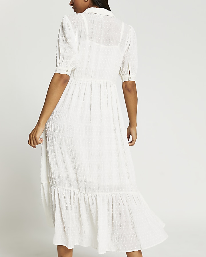 White tiered maxi dress