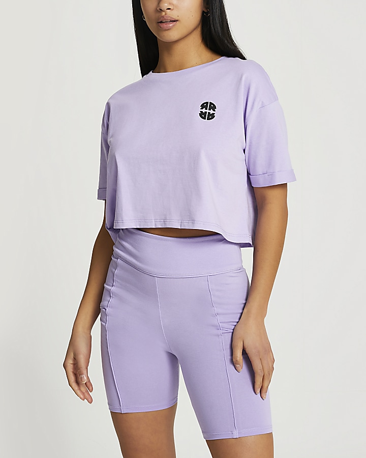 Petite purple RR cropped t-shirt