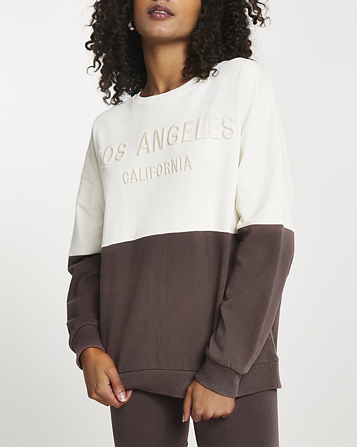 Brown Los Angeles colour block sweatshirt