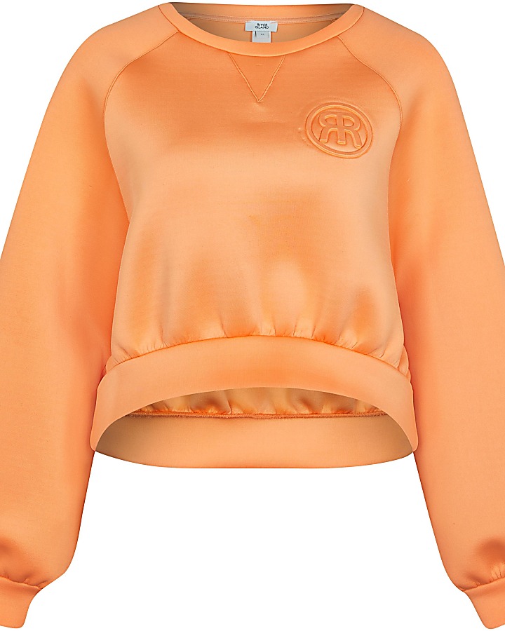 Orange 'RR' cropped scuba sweatshirt